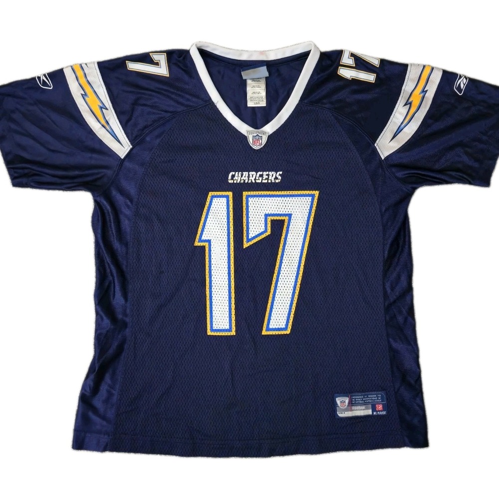 Vintage Reebok Football Jersey Womens L Navy San Diego Chargers Philip Rivers 17